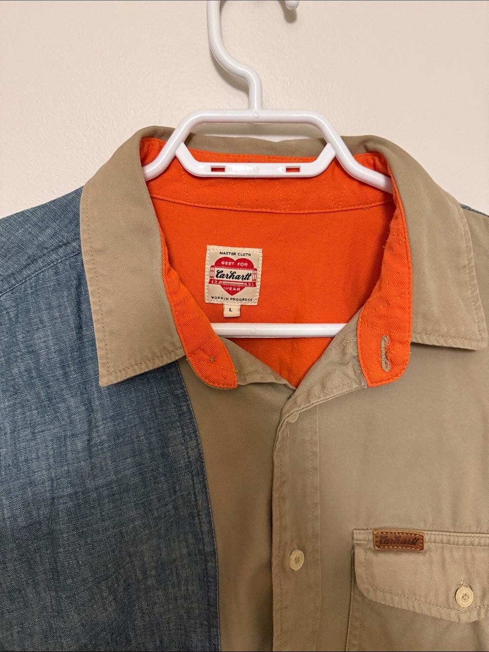 Carhartt Two-Tone Men's Shirt Jacket — Tan, Blue & Orange